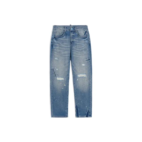 23PAINT STAIN Fashion Casual Pants Unisexs Blue Shades