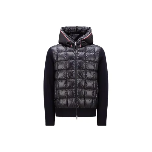 Moncler FW23 Padded Wool Hoodie Down Jacket Men's Marine Blue