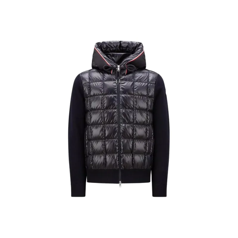 Moncler FW23 Padded Wool Hoodie Down Jacket Men's Marine Blue-0