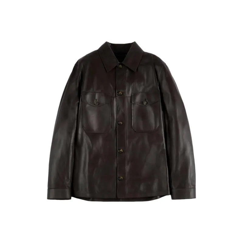 TOD'S Leather Jackets Men Dark Brown-0