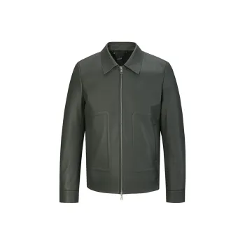 DAVID NAMAN Leather Jacket Men's Green