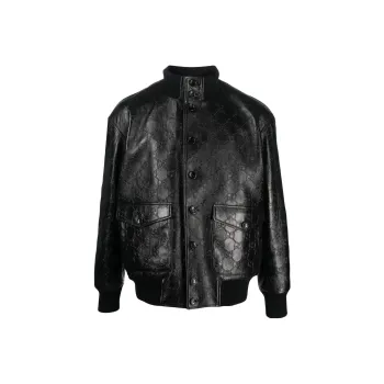 GUCCI Leather Jackets Men Black