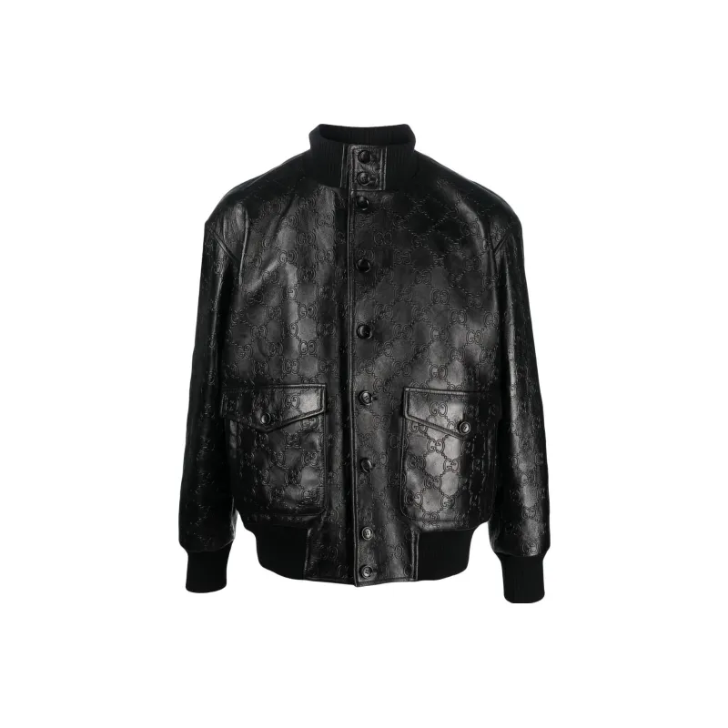 GUCCI Leather Jackets Men Black-0