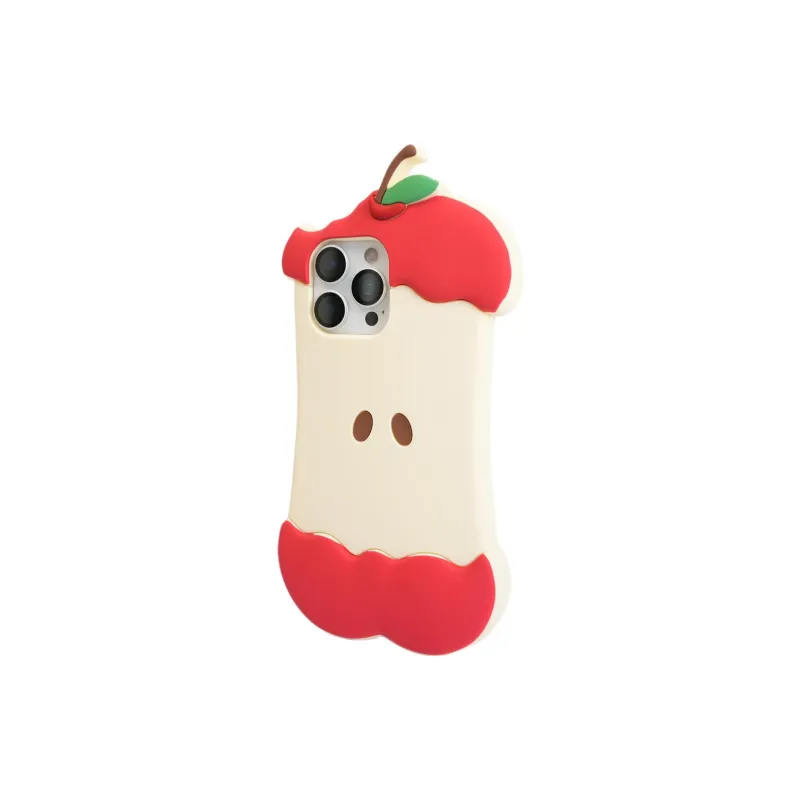 Sopi Silicone Material 3D Effect Apple Core Phone Cases Compatible With IPhone 16/15 Pro Max/Apple 13/14 Pro/Max-3