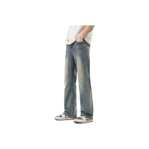 RENBEN Jeans Unisex Vintage Blue Distressed Washable Craft