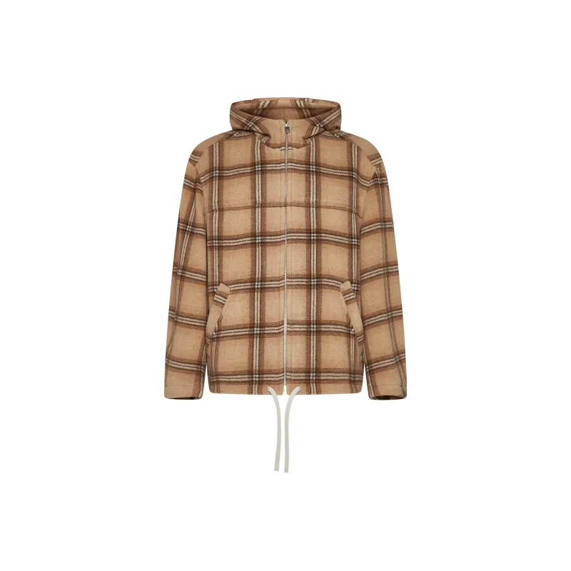 ISABEL MARANT Checked Hooded Drawstring Trim Jacket-0