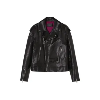 VERSACE Leather Jackets Men Black