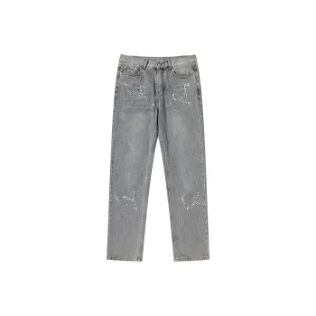 33TH Jeans Unisex Yellow Mud+White Paint Spray