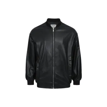 11ESTRANGER Leather Jacket Unisex Black