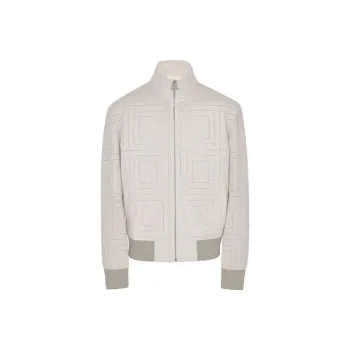 Ferragamo Leather Jackets Men Light Gray