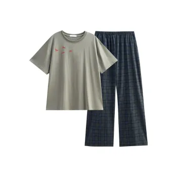 Same Language Pajama Set Women's Army Green · Ocean Cyan Plaid