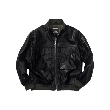 AKCLUB Leather Jacket Men's Black