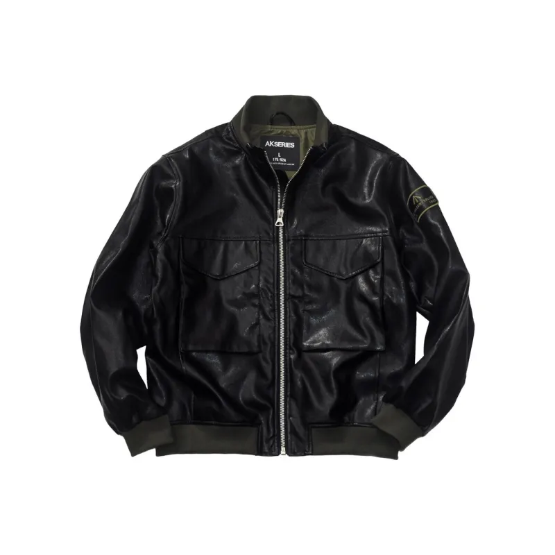 AKCLUB Leather Jacket Men's Black-0