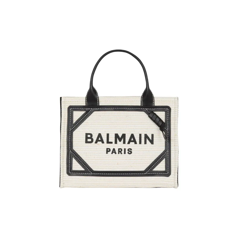 BALMAIN B ARMY Polyamide Tote Bag, Shopping Bag, Shoulder Bag, Crossbody Bag, Handbag Small Size Women's Gray-0
