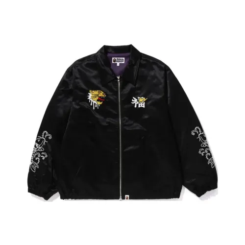 A BATHING APE Souvenir Embroidered Design Satin Jacket