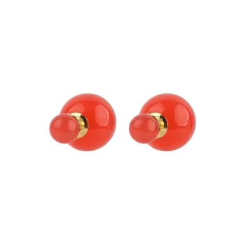 DIOR Resin Pearls Stud Earrings Men's Red