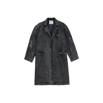 VANN VALRENCÉ Trench Coats Men Washed Gray