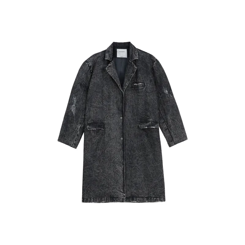VANN VALRENCÉ Trench Coats Men Washed Gray-0