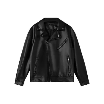 WILD LEADER Leather Jacket Men's Black