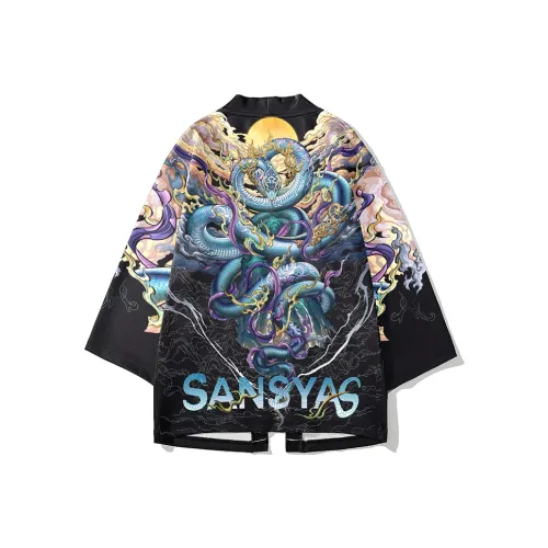 SANSYAS Trench Coats Unisex Black