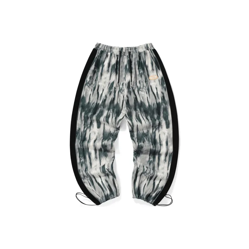 GENANX Ink Tie-dye And Reflective Stripes Side Unisex Knit Sweatpants-0