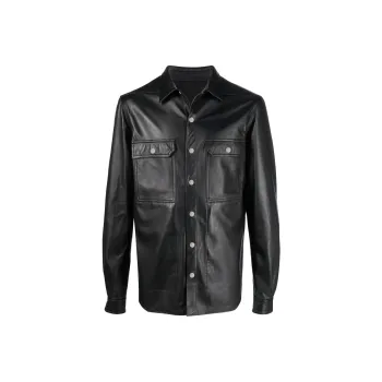 RICK OWENS Press Stud Leather Jacket