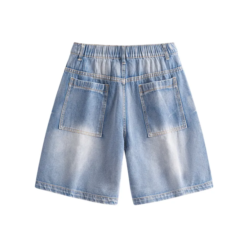 SIMPLE RIMLESS/SRME Denim Shorts Unisex Light Blue-1