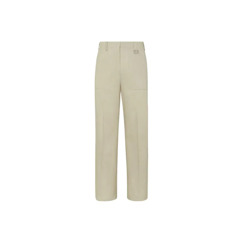 FENDI Logo Plaque Straight Leg Tailored Pants-0