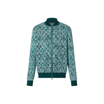 LOUIS VUITTON Graphic Cotton Knit Blouson Jackets & Coats Men's Blue