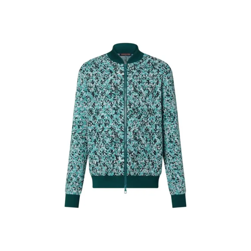 LOUIS VUITTON Graphic Cotton Knit Blouson Jackets & Coats Men's Blue-0