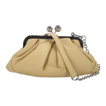 WEEKEND MaxMara Calfskin One Shoulder Crossbody Clutch Women's Beige Yellow