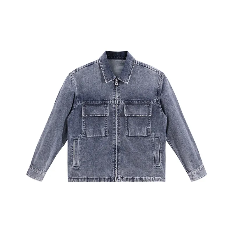 PEACEBIRD MEN Jackets Men Denim Medium Blue, Batch 1-0