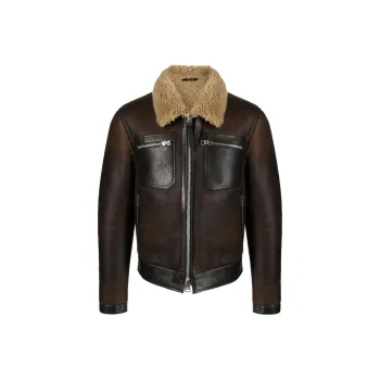 TOM FORD Leather Jackets Men Umber