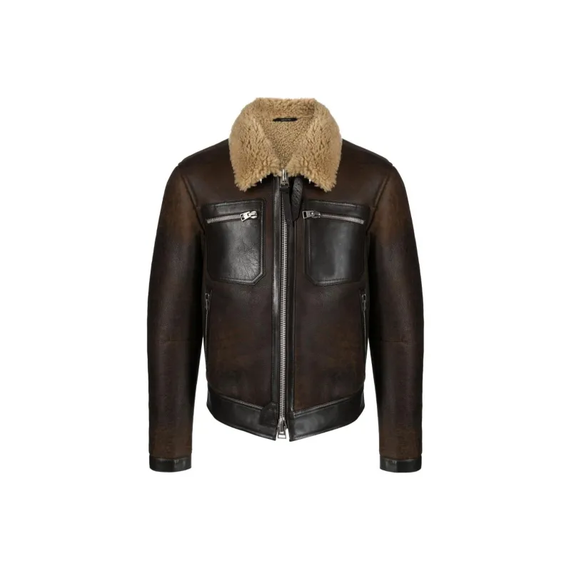 TOM FORD Leather Jackets Men Umber-0