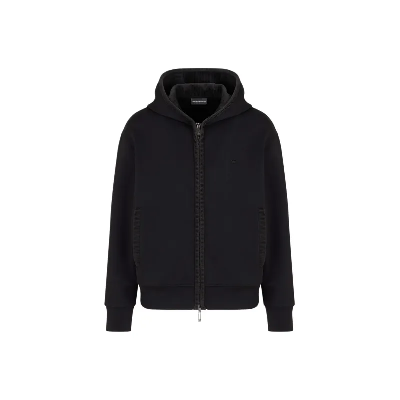 EMPORIO ARMANI Logo Embroidered Zip Up Hoodie-0