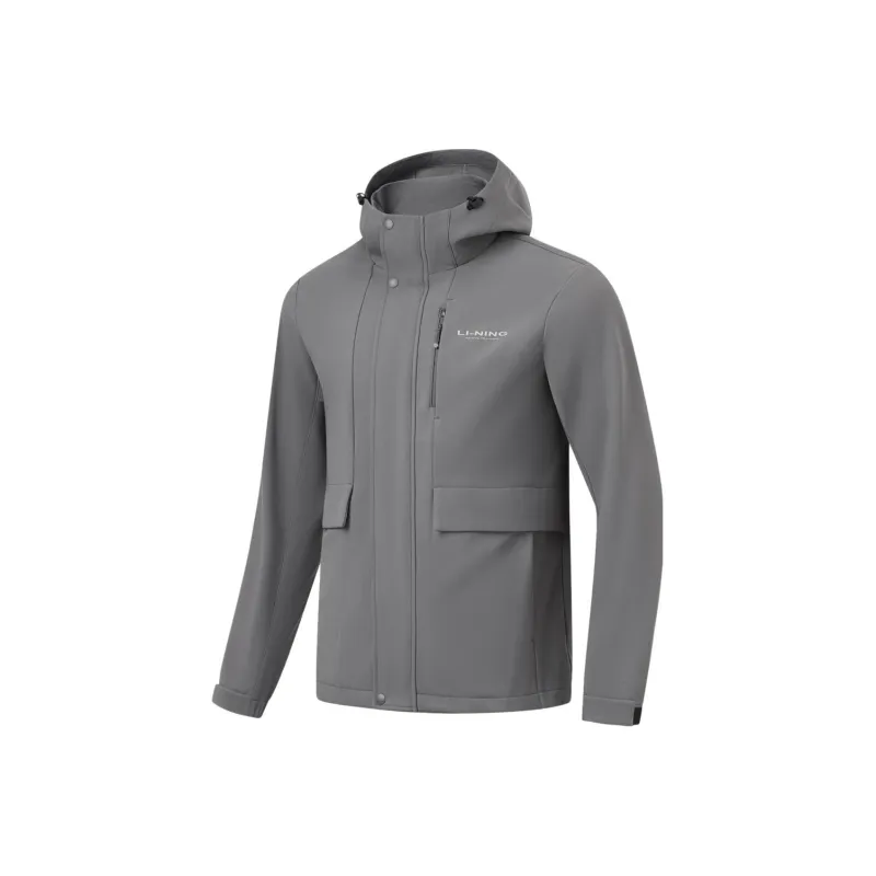 LiNing Ruffle Fitness Collection Trench Coat Men's Smoky Ink Gray-0
