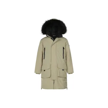 ARMANI EXCHANGE Solid Color Hooded Mid Length Puffer Jacket Men's Slate Green