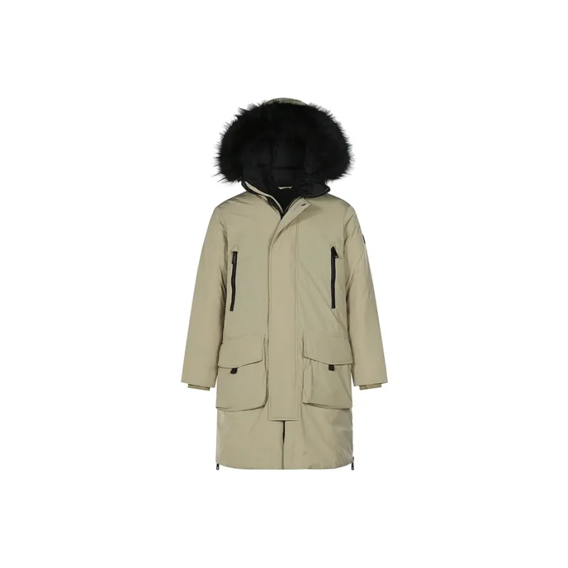 ARMANI EXCHANGE Solid Color Hooded Mid Length Puffer Jacket Men's Slate Green-0