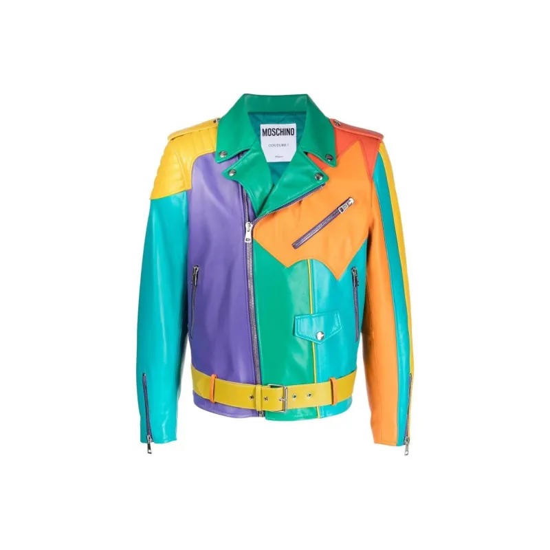 MOSCHINO Leather Jackets Men Multicolor-0