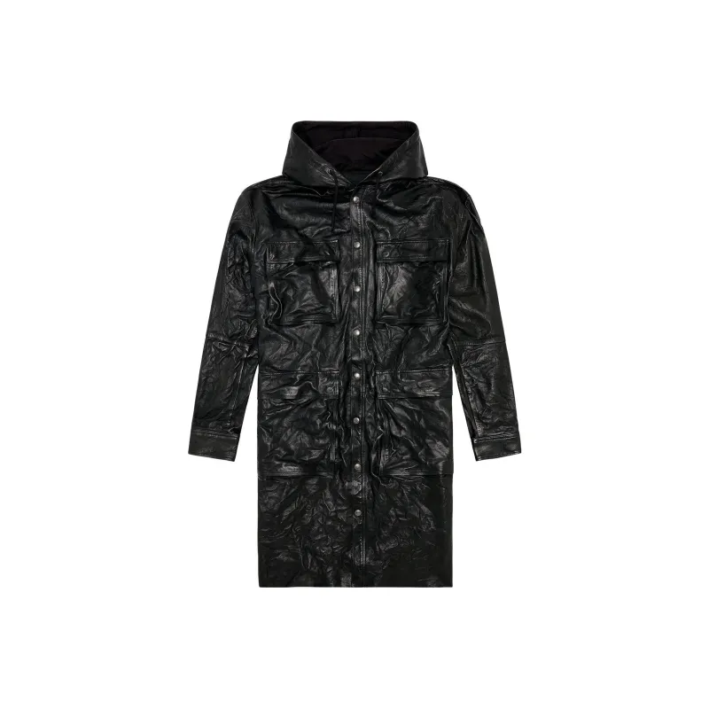 DIESEL Leather Jackets Men Black-0