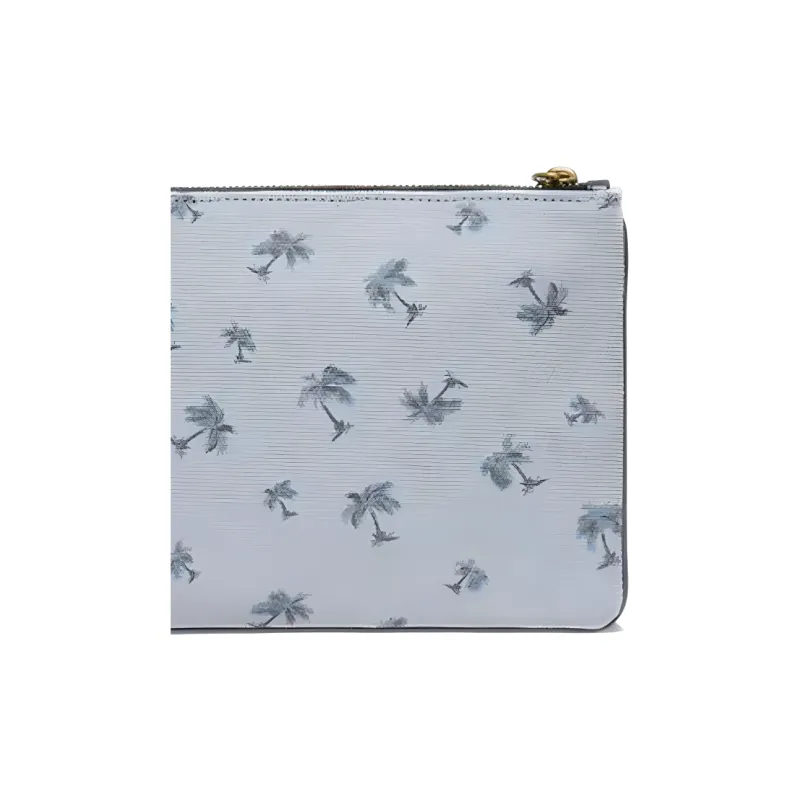COACH Turnlock Canvas Clutch Medium Size Women's Gray-3