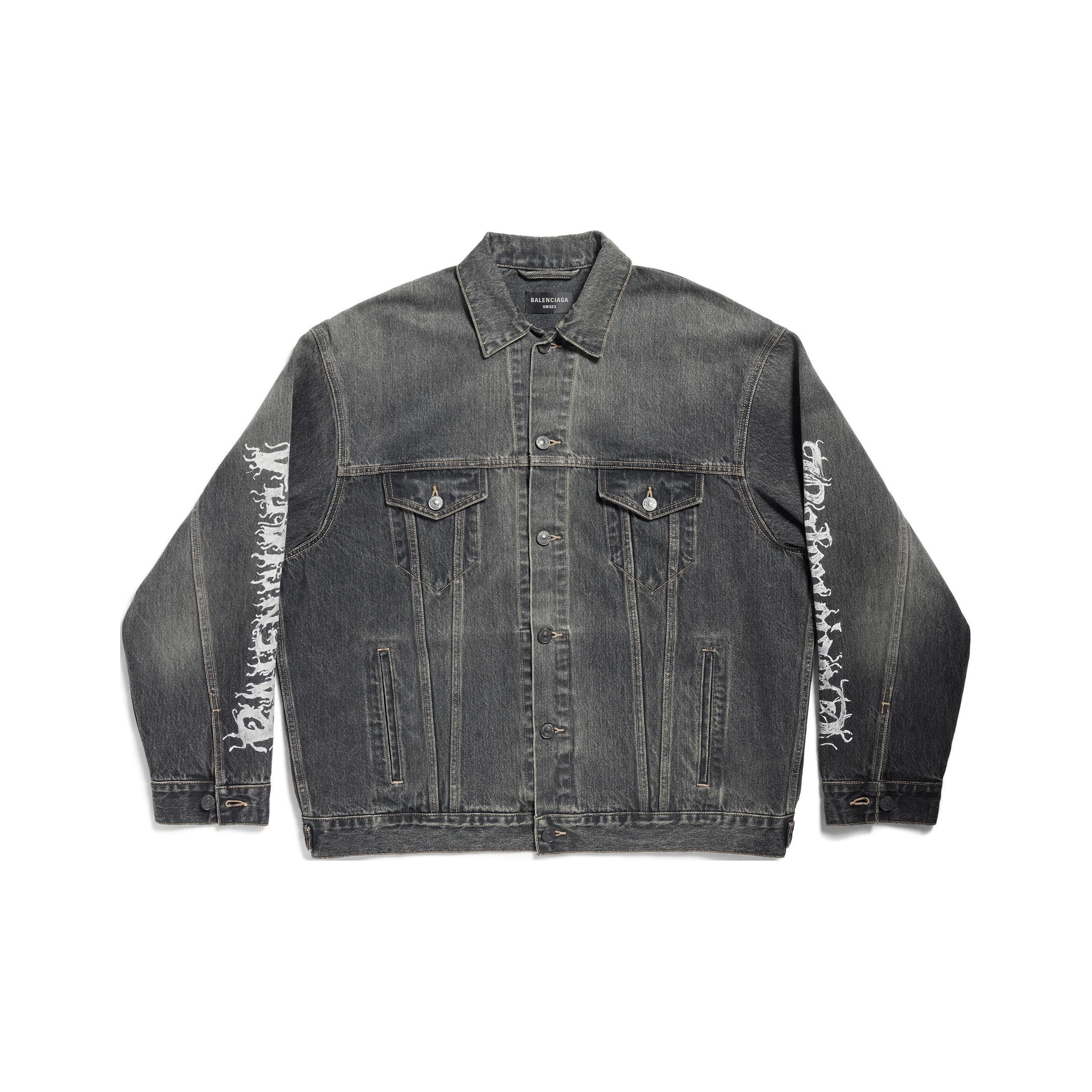 Balenciaga Denim Jackets Unisex Black - POIZON