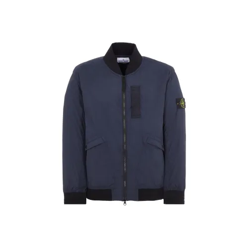 STONE ISLAND Logo Patch Zip Up Bomber Jacket