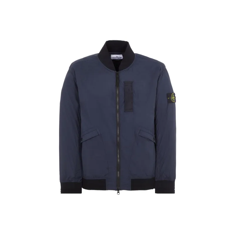 STONE ISLAND Logo Patch Zip Up Bomber Jacket-0