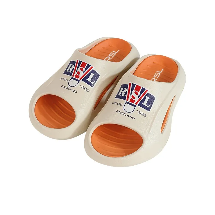 RSL EVA Cushioning Abrasion Resistant Slide Slippers Unisex Beige Orange-2