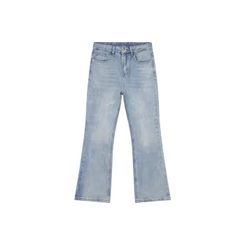 Voguo Relay Solid Color Jeans Unisex Vintage Blue