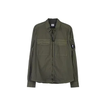 C.P.Company Logo Plaque Zipped Overshirt