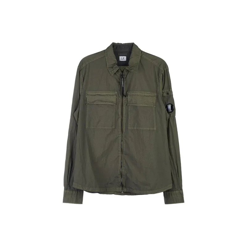 C.P.Company Logo Plaque Zipped Overshirt-0