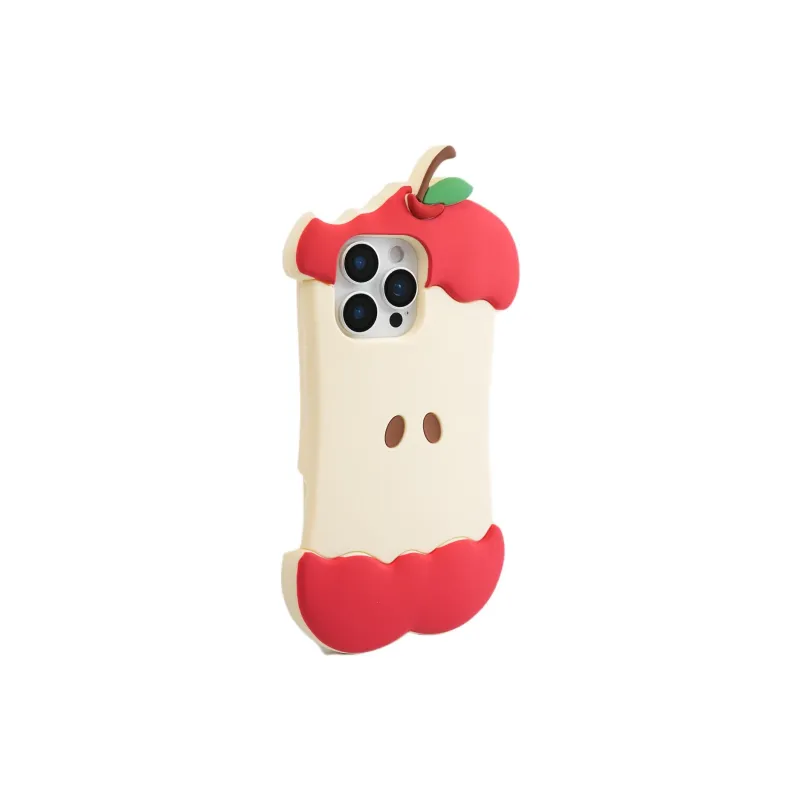 Sopi Silicone Material 3D Effect Apple Core Phone Cases Compatible With IPhone 16/15 Pro Max/Apple 13/14 Pro/Max-2