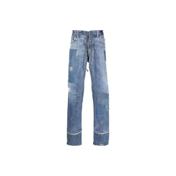 GREG LAUREN Patchwork detail Straight leg Jeans